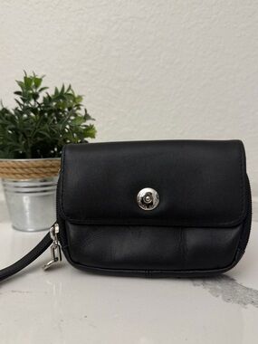 Etienne Aigner Black Leather Wristlet Clutch